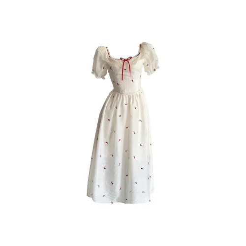 SYEEE WITH U Короткий рукав Платье Женское Бежевый Абрикос