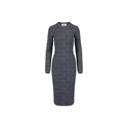 Айсберг Длинный рукав Платье Женское Темно-серый