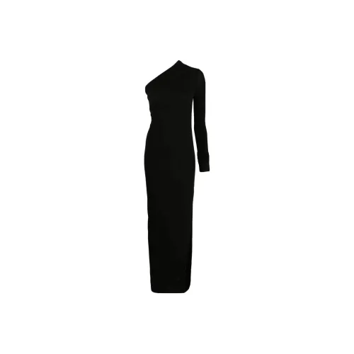 RICK OWENS Черное Женское Длинное Платье с Рукавами