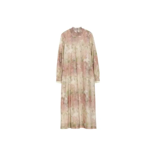 PURE TEA Длинное платье с длинными рукавами женское дымчато-розовый