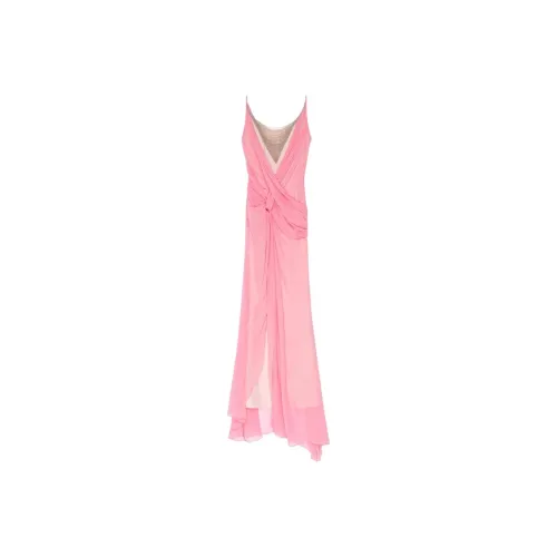 GIVENCHY Вечернее Драпированное Платье из Шелка с Цепями Платье-Комбинация Женское Розовое