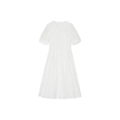 EICHITOO Короткое платье с короткими рукавами женское натуральный белый
