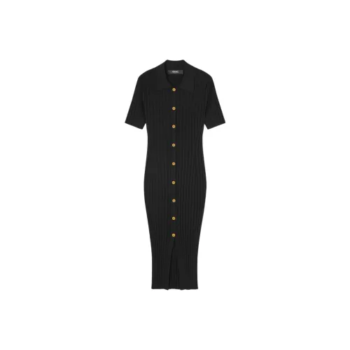 VERSACE Короткое платье с короткими рукавами женское черное