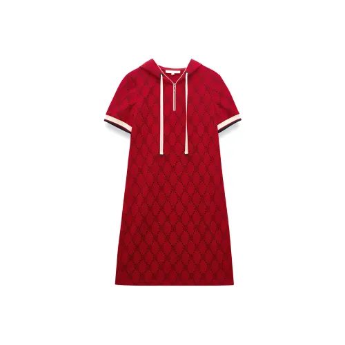 XII BASKET Red Женские Короткие Платья с Рукавами