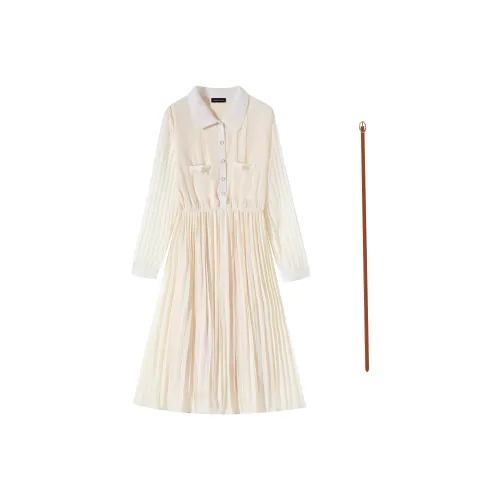 EIDOLON GRAIN Длинное платье с длинными рукавами женское бежевый