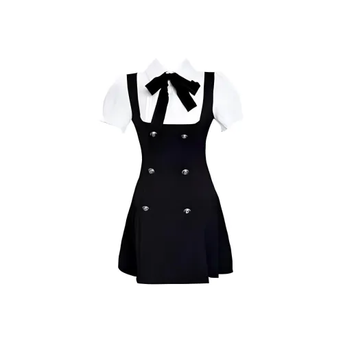 KEAB Короткий рукав Платье Женское Черное