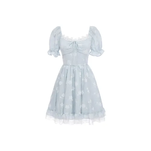 Blovelan SS24 Короткий рукав Платье Женское Серый Синий