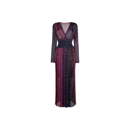 Missoni Фиолетовые Женские Длинные Платья с Рукавами