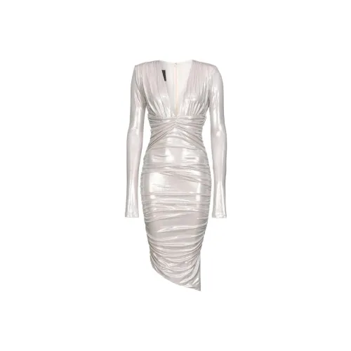 PINKO Длинное платье с длинными рукавами женское серебряное белое