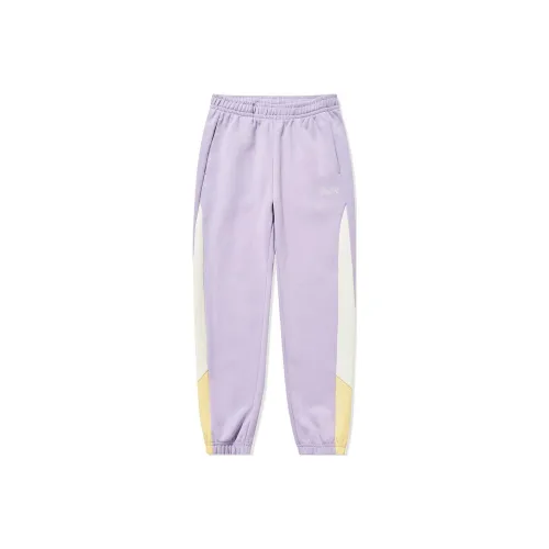 QIAODAN Вязаные спортивные брюки женские Starry Wish фиолетовый + кремовый белый