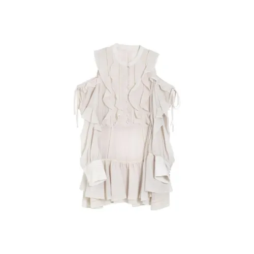 DEAR DEER PUFF Длинное платье с длинными рукавами женское цвет экрю