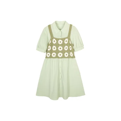Pit Короткий рукав Платье Женское Зеленое