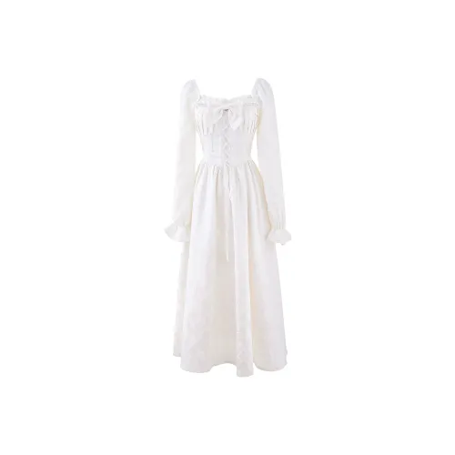 Blovelan Длинное платье с длинными рукавами женское мягкий абрикос