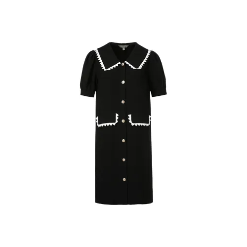 MeetMetro Короткий рукав Платье Женское Черное