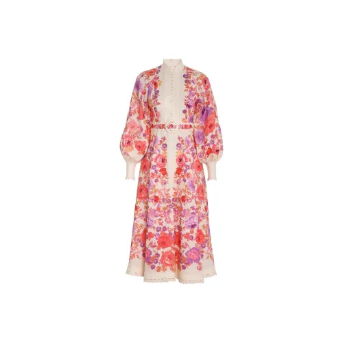 Zimmermann Red Женские Длинные Рукава Платья