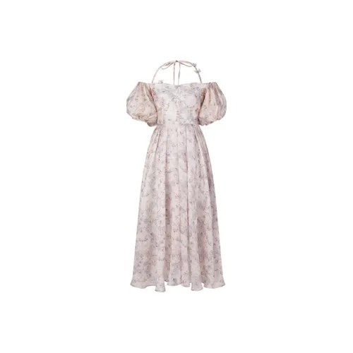 TAMMY TANGS Короткий рукав Платье Женское Серый Розовый