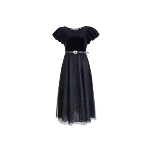 Anmani Короткий рукав Платье Женское Черное