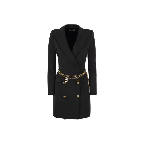 Elisabetta Franchi Длинное платье с длинными рукавами женское черное