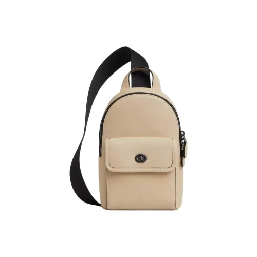 COACH Коровья кожа Sling Сумка Маленькая Мужская Айвори Черная