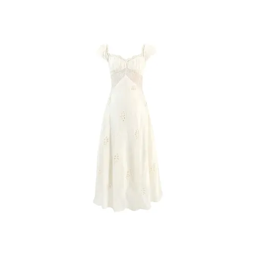 ACAINES Короткое платье с короткими рукавами женское светло-абрикосовое