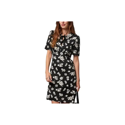 Rouje Черное Женское Короткое Платье с Рукавами