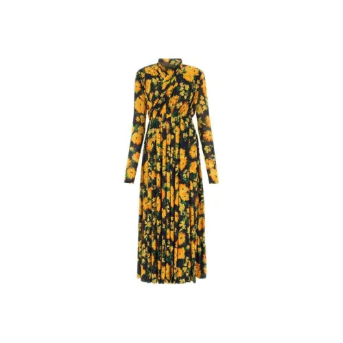 BALENCIAGA Желтое Женское Длинное Платье с Рукавами