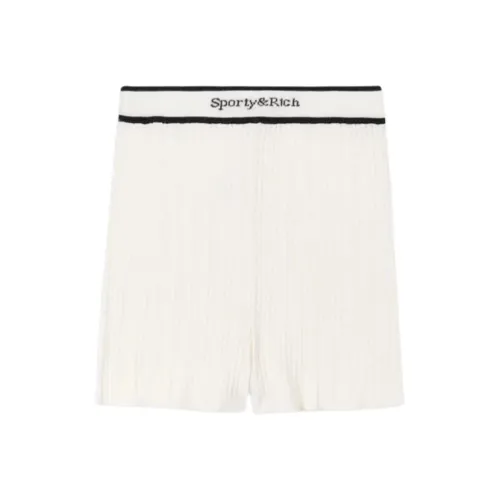 SPORTY RICH SS24 Сериф Логотип Повседневные шорты Женские Серый Белый