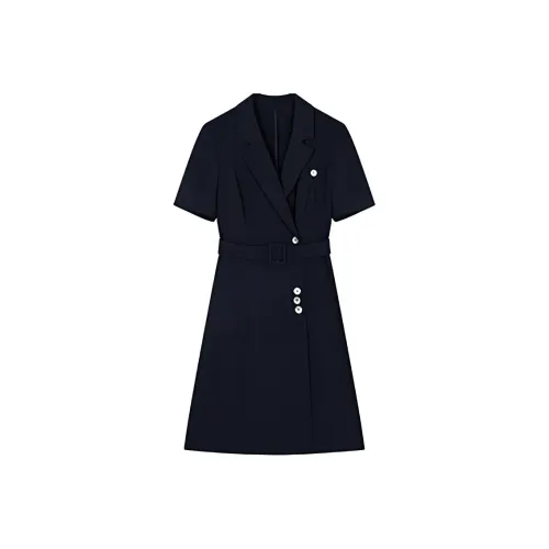 XWI SS24 Короткий рукав Платье Женское Темно-синий