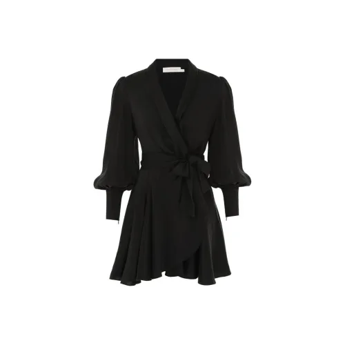 Zimmermann FW24 Длинное платье с длинными рукавами женское черное