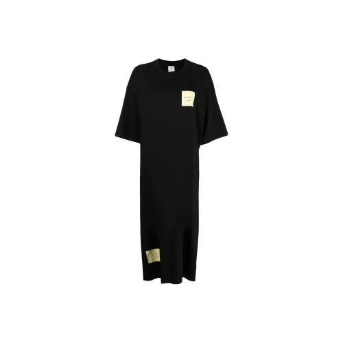 Vetements Черное Женское Короткое Платье с Рукавами