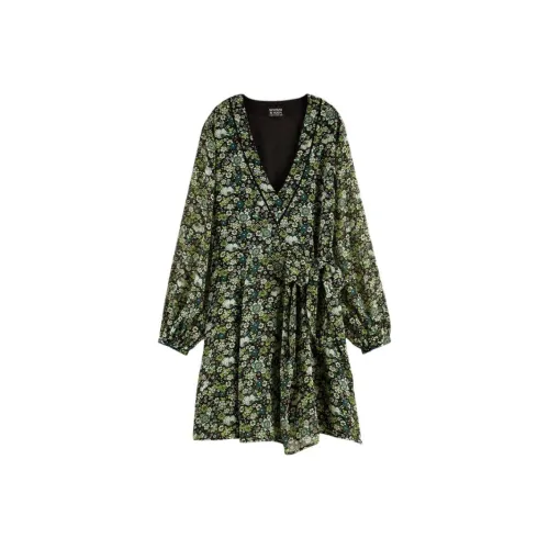 Scotch Soda Длинное платье с длинными рукавами женское многоцветное