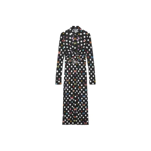 VERSACE SS23 Длинное платье с длинными рукавами женское черное