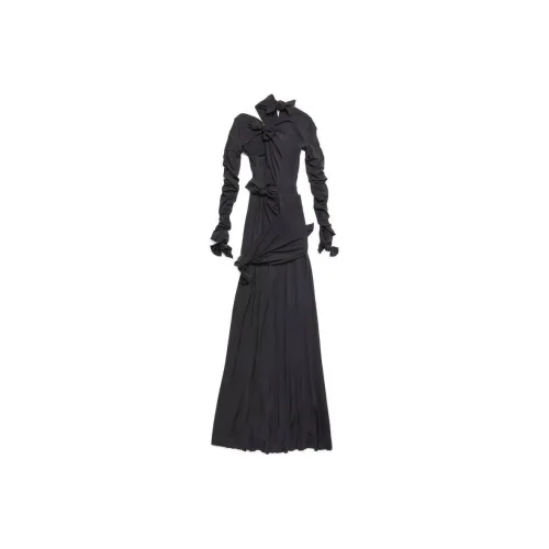 BALENCIAGA Черное Женское Длинное Платье с Рукавами