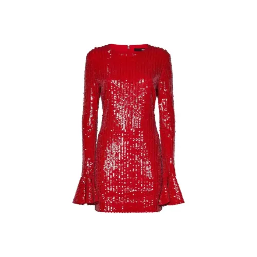 Rotate Длинное платье с длинными рукавами женское красное