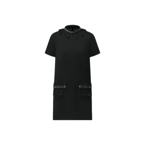 LOUIS VUITTON Короткое платье с короткими рукавами женское черное