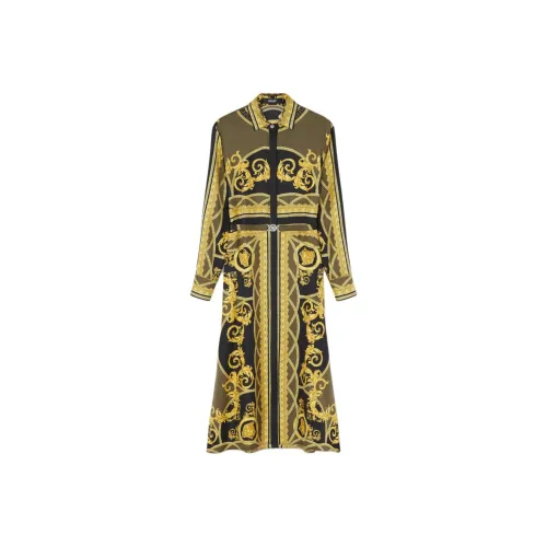 VERSACE Длинное платье с длинными рукавами женское черное