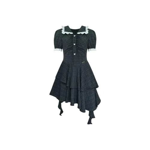 COHX Короткий рукав Платье Женское Черное Серое