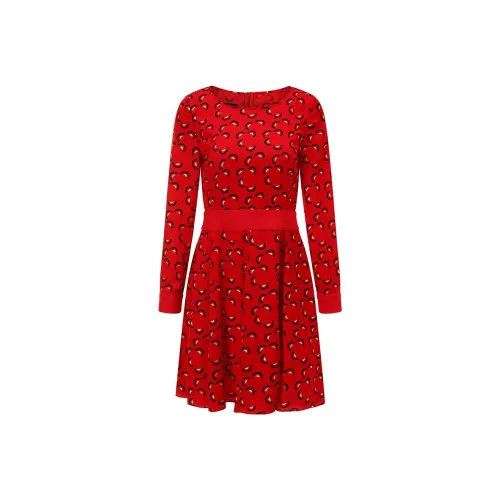 EMPORIO ARMANI Длинное платье с длинными рукавами женское красное