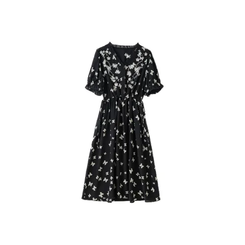 To The West Короткий рукав Платье Женское Черное