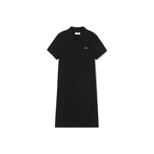 LACOSTE Черное Женское Платье с Коротким Рукавом