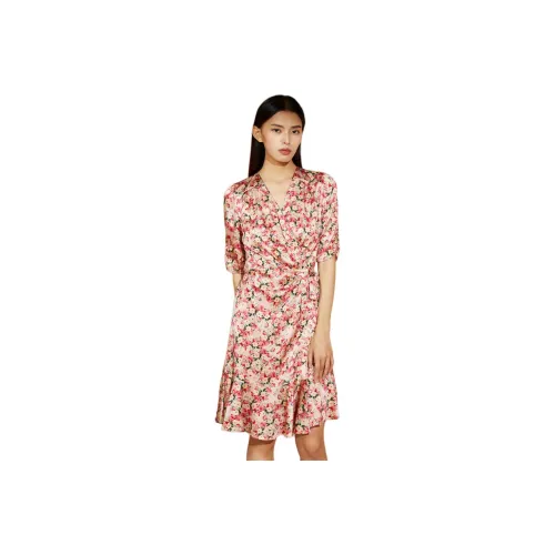 IVENI Короткий рукав Платье Женское Многоцветное Красное