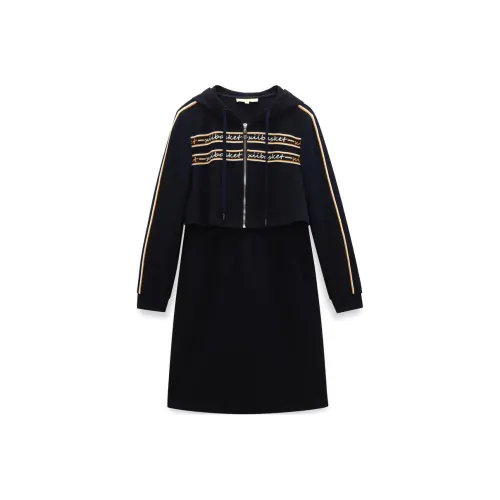 XII BASKET Темно-синий Женские Длинные Платья с Рукавами