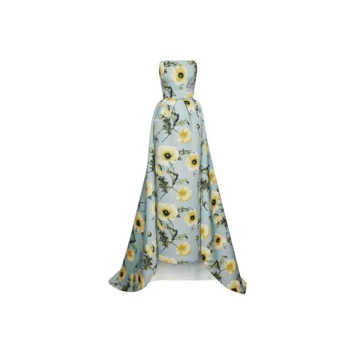 Oscar De La Renta SS24 Без рукавов Платье Женское Шалфейно-зеленый