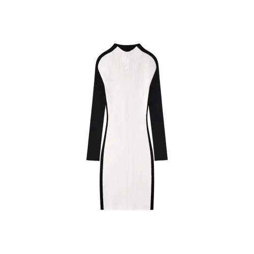 COURREGES BLANC NOIR/Черно-белая панда Женские Длинные Платья с Рукавами