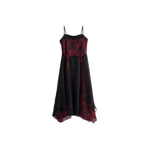 SETIROM Юбка Платье Женское Темно-красное