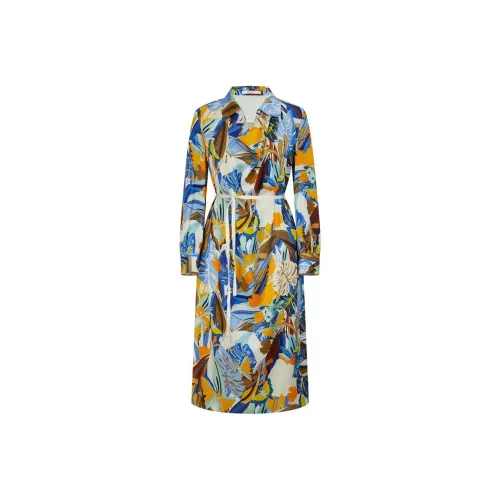 Marisfrolg Длинное платье с длинными рукавами женское цветочный узор основная ткань ремень