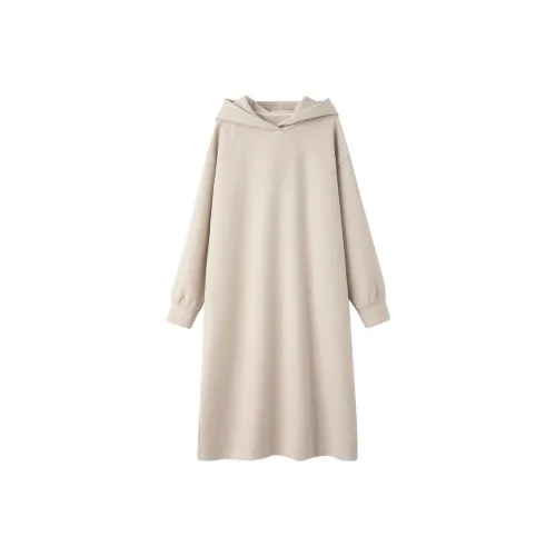 Miss Ha Ya Вязаные ткани Criss Крест Бежевый Женские Длинные рукава Платья