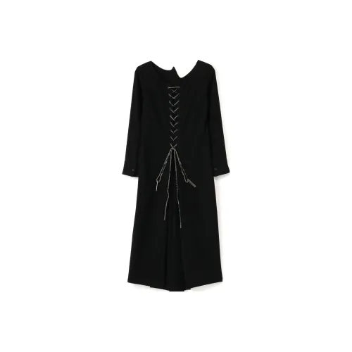 Yohji Yamamoto Черные Женские Короткие Платья с Короткими Рукавами