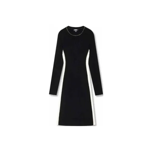 DKNY Длинное платье с длинными рукавами женское черное