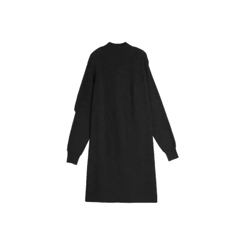 ELLE Длинное платье с длинными рукавами женское черное